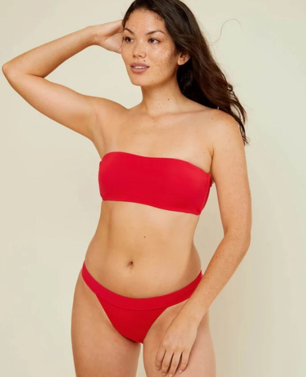 ANDIE SWIM Women's The Banded Cheeky Bikini Bottom XXL Flat Cherry Red NWT
